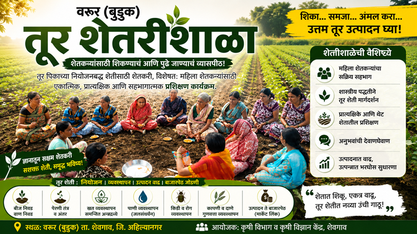 Read more about the article वरूर बुद्रुक येथे महिलांची तूर पिकाची नैसर्गिक शेतीशाळा उत्साहात संपन्न