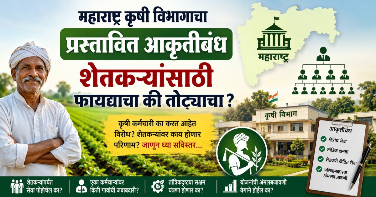 Read more about the article नवा कृषी आकृतीबंध शेतकऱ्यांसाठी वरदान की कृषी विस्तार यंत्रणेची कमजोरी? महाराष्ट्रात कर्मचाऱ्यांचा काळ्या फितीने निषेध”